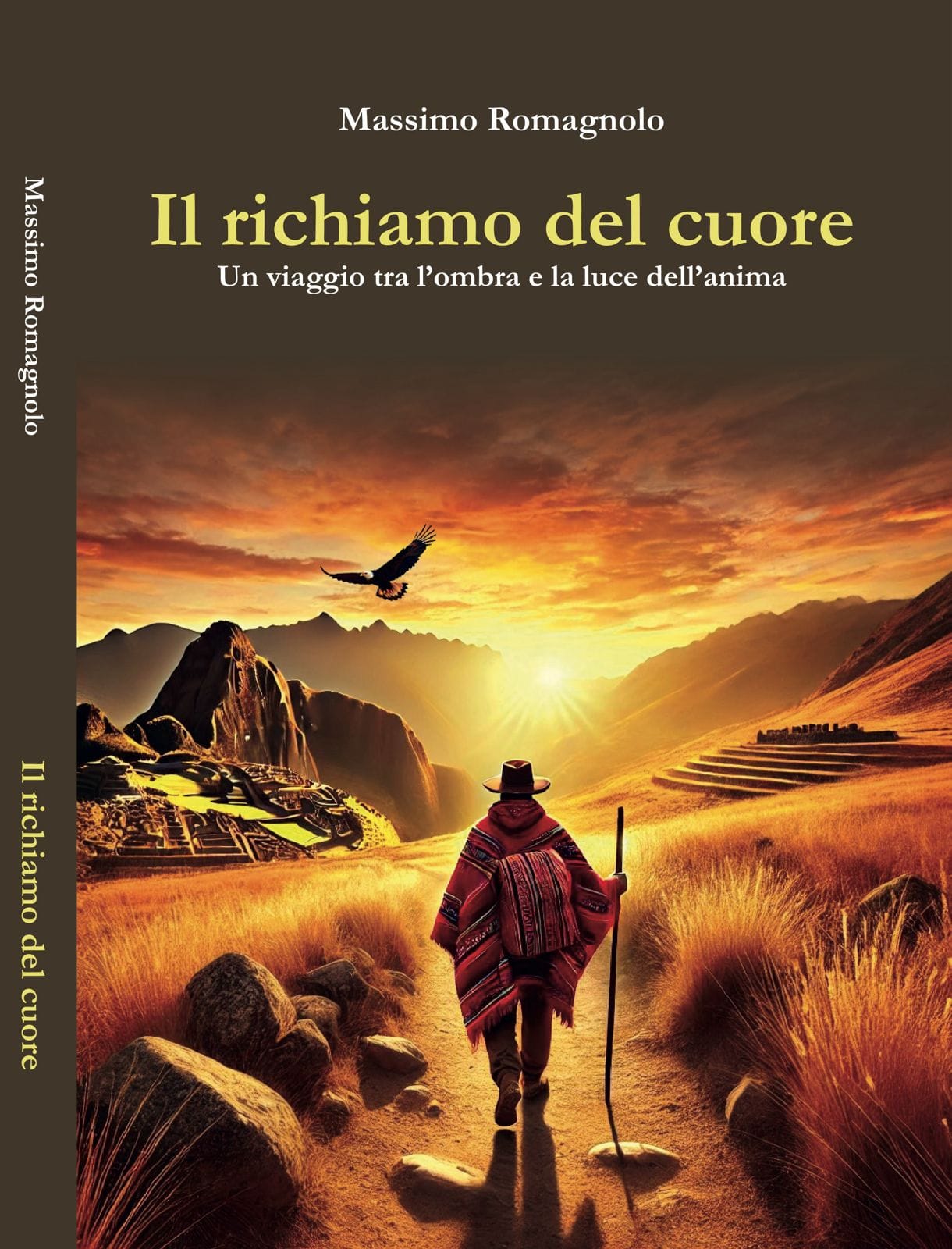 Copertina del romanzo spirituale “Il richiamo del cuore” – cammino interiore verso la luce, scritto da Massimo Romagnolo